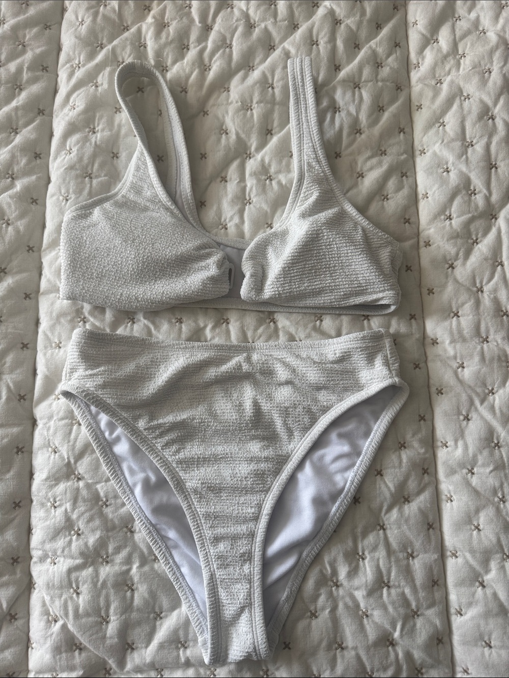 Lulu's White Textured Two-Piece Bikini